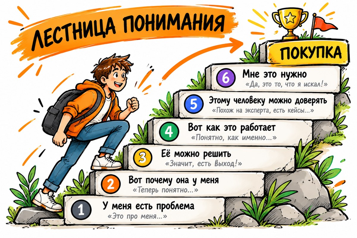 Лестница понимания из шести ступеней до покупки